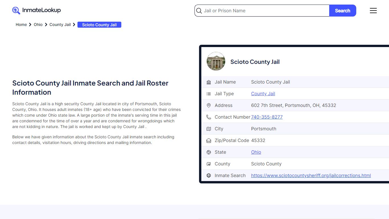Scioto County Jail (OH) Inmate Search Ohio - Inmate Lookup